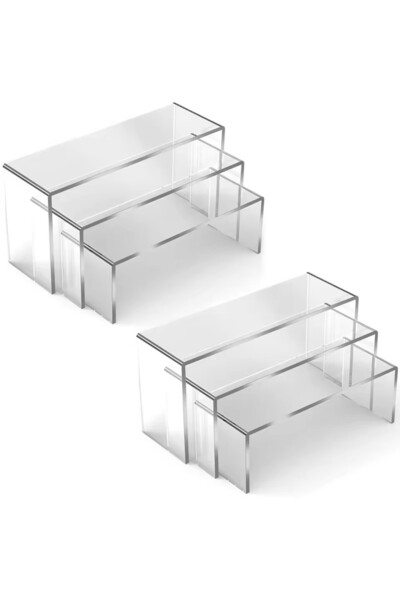 Choice1 6Pcs 3/6/9/12Pc Clear Acrylic Display Stand Cosmetic Bag Jewelry Show...