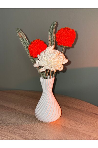 Lavinia Center مزهرية زخرفية مصنوعة يدويًا منسوجة على شكل زهرة (25 سم)