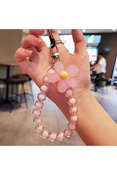 Choice1 سلسلة مفاتيح مزينة بخرز مرصّع بالخرز زهرة، سلسلة هاتف ملونة بتصميم ما...