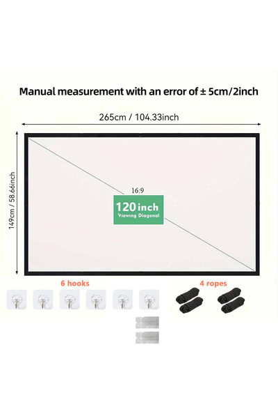 Choice 120 inch 120 inch Projector Screen 16:9 Foldable Anti-Crease Portable ...