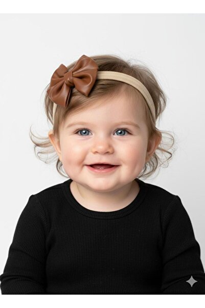 Masal Dünyası Bursa Luxurious Leather Bow Hair Band for Baby Girls - 3 Differ...