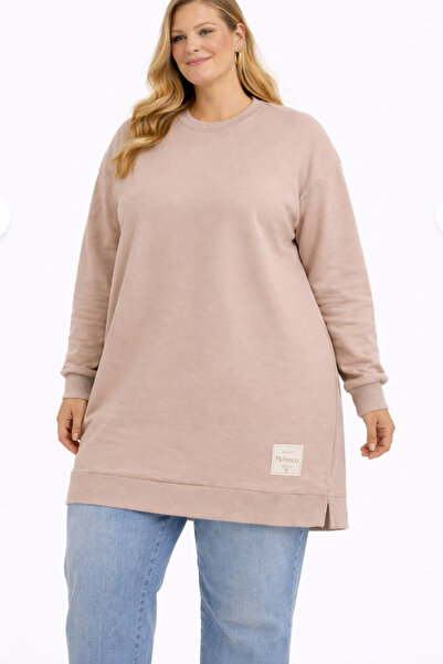 Günpa Collection Günpa 187-12-25 Women's Plus Size Crew Neck Long Sleeve Tuni...