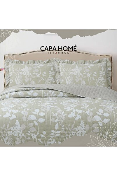 Çapa Home Ruffled Dila Printed Stone Wash Micro Soft Double Bedspread