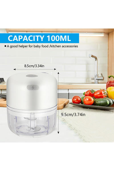 Choice مفرمة ثوم كهربائية محمولة بيضاء سعة 100 مل/250 مل، ضاغطة طعام صغيرة لا...