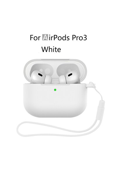 Choice30 جراب سيليكون جديد أبيض اللون لسماعات AirPods Pro 3 (إصدار 2025) مع م...