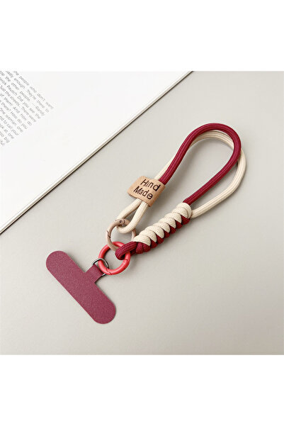 choice2 غلاف هاتف قصير عصري بتصميم بريطاني، بلون كاكي-أحمر خمري، مزين بحبل من...