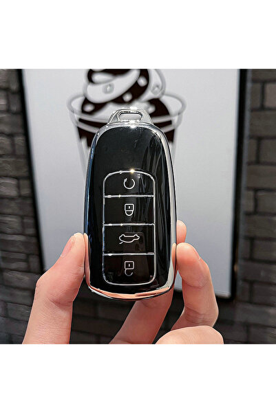 choice2 غطاء حماية أسود من مادة TPU لمفتاح السيارة، متوافق مع هواتف Chery Tig...