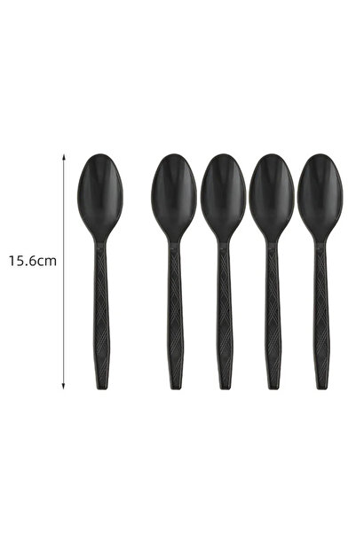 choice2 24pcs spoons Solid Black Theme Tableware Birthday Party Disposable Cu...