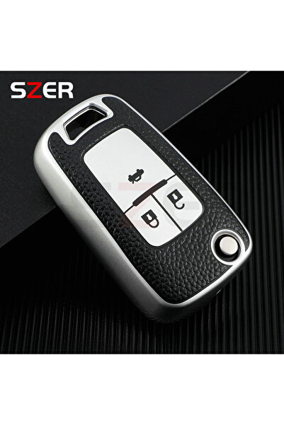 Choice4 غطاء مفتاح سيارة من جلد الفضي TPU بثلاثة أزرار، مناسب لسيارات شيفرولي...