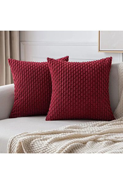 Choice8 غطاء وسادة مخطط باللون الأحمر الداكن والبرتقالي المحروق، مقاس 45×45 س...