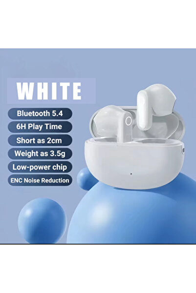 Choice سماعات رأس لاسلكية صغيرة مريحة بيضاء اللون بتقنية بلوتوث، مزودة بخاصية...