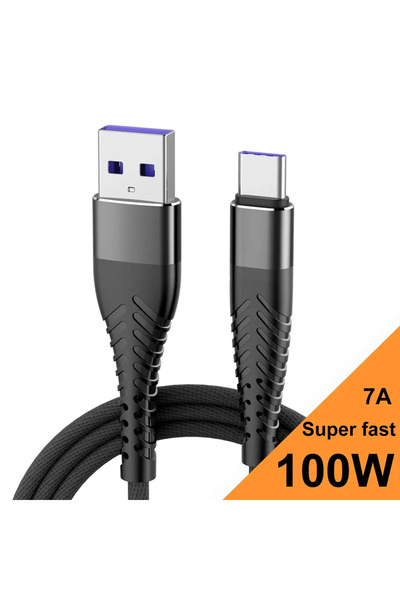 Choice5 كابل بيانات شحن فائق السرعة بطول 1 متر، أسود اللون، بقدرة 100 واط، يد...