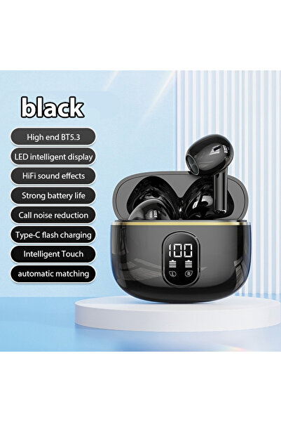 Choice1 سماعات أذن لاسلكية سوداء، صوت ستيريو عالي الدقة، بلوتوث 5.3، مؤشر طاق...