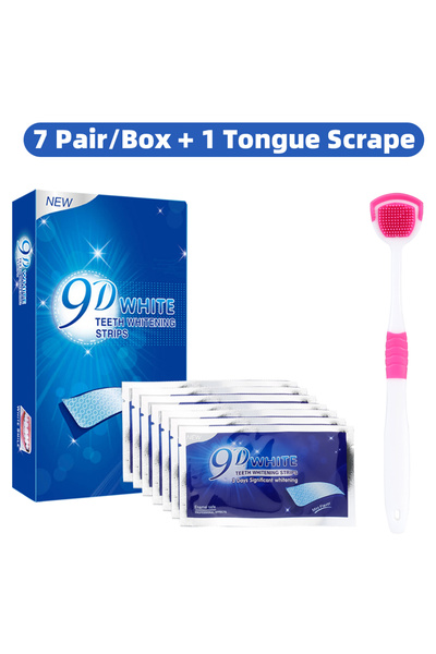 Choice6 7Pair 1 Pink Scraper 9D White Peroxide-Free Teeth Whitening Strip Rem...