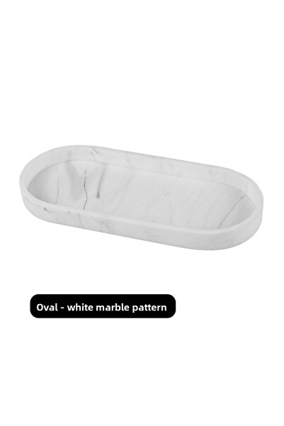 Choice4 وعاء سيليكون بيضاوي الشكل مزخرف بنقشة حجر أبيض، مقاس 25×11×2 سم، منظم...
