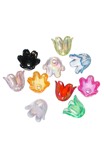 Choice15 100pcs Mixed 50 100pcs/lot AB Colorful Lily Flowers Acrylic Bead Cap...