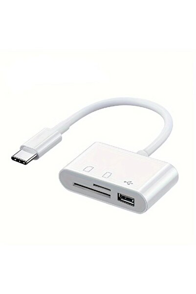 Choice1 قارئ بطاقات SD/TF 3 في 1 بمنفذ USB-C، أبيض - قطعة واحدة، نقل بيانات ع...