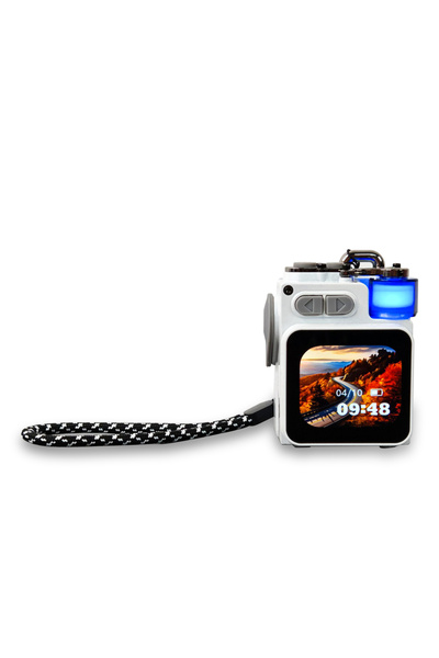 Choice1 مكبر صوت بلوتوث GAMINJA أبيض اللون، مزود بشاشة عرض LED، مكبر صوت معدن...