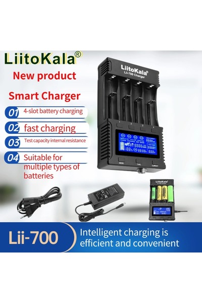 Choice Liitokala Lii-700(EU) Liitokala Lii700 21700 18650 26650 شاحن بطارية ذ...