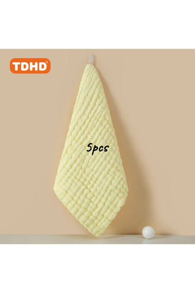 Choice1 Yellow TDHD [5pcs Gauze Towel] 5pcs Pure Gauze Hand Towel | Pure Four...
