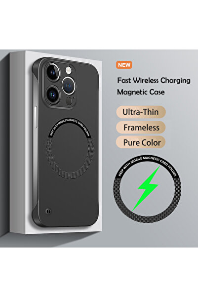 Choice غلاف هاتف فاخر أسود فائق لون سادة إطار مغناطيسي لهاتف iPhone 13 mini، ...