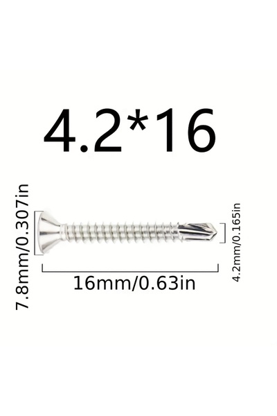 Choice1 4.2x 16 50PCs 50PCS #8 M4.2 410 Sheet Metal Self-Tapping Screws 410 S...