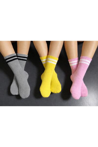 Ballet Unisex 3çift renkli Çizgili Kolej Çorap