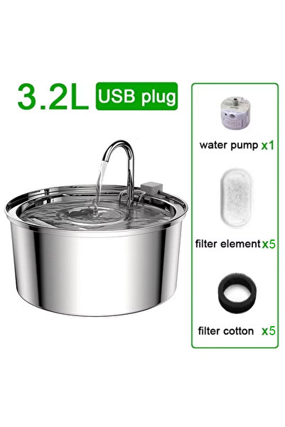 Choice3 3.2L Set C Automatic Cat Water Fountain Stainless Steel Pet Fountain ...