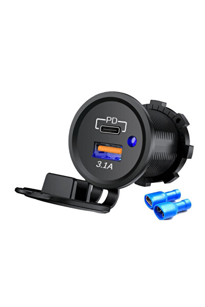 choice2 PD 3.1A 12/24V Dual USB Port Car Charger Motorcycle 5V 4.2A Charger S...