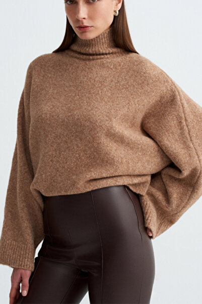 Dilvin Kadın Yün Karışımlı Yarasa Kol Kazak