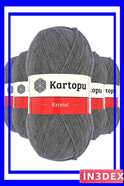 İN3DEX 5 Pieces of Double Layered Hand Knitted Fiber Yarn Medium Gray Tone