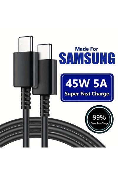 Choice كابل شحن فائق السرعة مزدوج USB-C أسود بطول 1 متر، 5 أمبير PD، 45 واط، ...