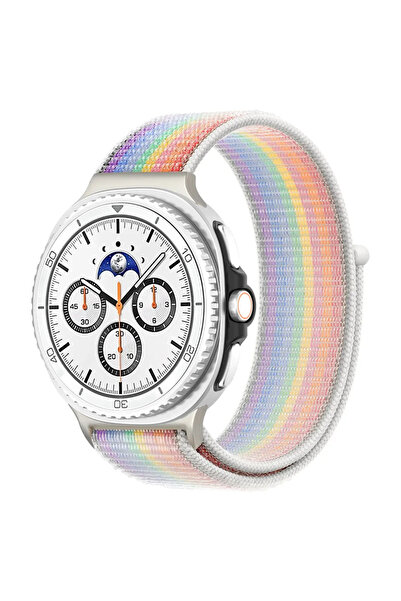 Choice41 سوار جديد من النايلون منسوج قوس قزح لساعة 8 مقاس 40 و44 مم، مزود بشر...