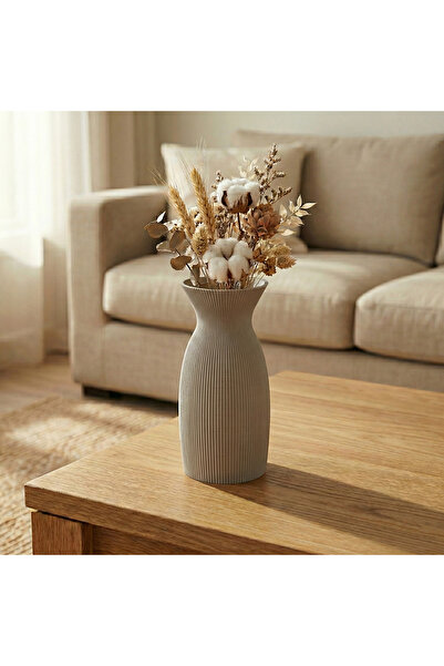 comes KONIA Şık Tasarım Masaüstü Dekoratif Vazo - Gri - 10x10cm