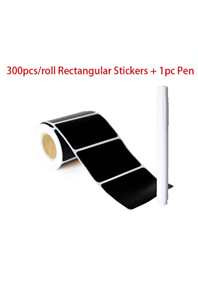 Choice1 300 ملصق مربع وقلم واحد أسود مقاوم للماء وقابل لإعادة الاستخدام مع طب...