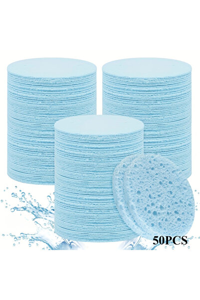 Choice5 إسفنجة وجه مضغوطة زرقاء اللون، 50 قطعة (50/20/10 قطع)، مناسبة للعناية...