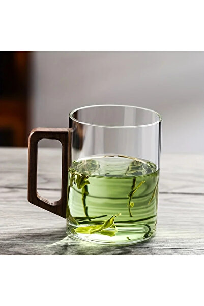 Choice 400ML 1PC Transparent 1/2pcs 400ml Glass Cups with Walnut Handle House...