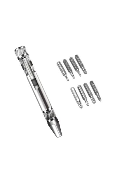 choice2 قلم مفك براغي صغير متعدد الوظائف فضي اللون 8 في 1، دقيق، لإصلاح الهوا...