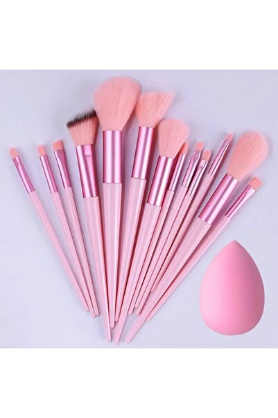 Choice6 مجموعة فرش مكياج بيضاوية وردية اللون مكونة من 13 قطعة، ناعمة ورقيقة، ...