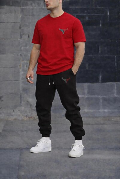 zeag Men's Small Bull Printed Tracksuit T-Shirt Set