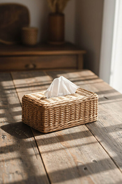 Anadolu Saray Rustik Rattan Örme Peçetelik Doğal El Yapımı Hasır Kağıt Peçetelik