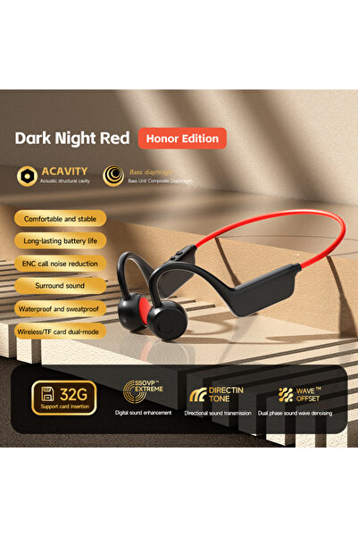 Choice سماعات رأس رياضية لاسلكية مفتوحة الأذن X1 Pro باللونين الأسود والأحمر،...