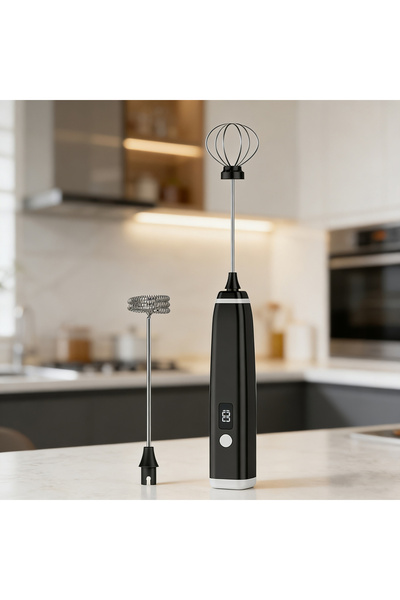 Choice3 Black Cordless Handheld Milk Frother for Camping Coffee Frother Recha...