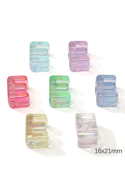 Choice14 E 5Pcs Mixed Color Iridescent Acrylic Letter Beads Loose Spacer Bead...