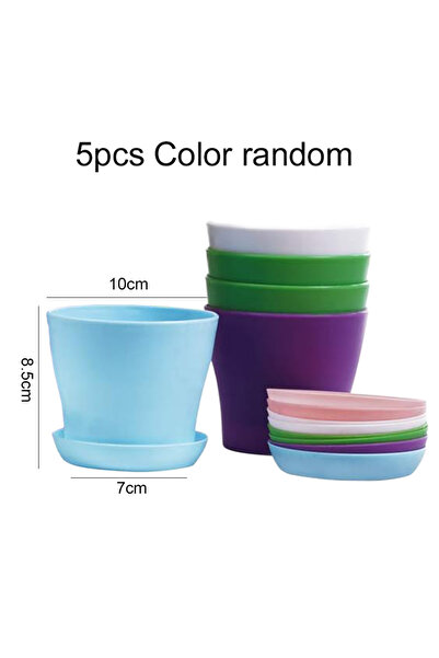 Choice7 ٥ قطع متنوعة من أصيص الزهور الصغير مع صينية، مصنوع من بلاستيك الراتنج...