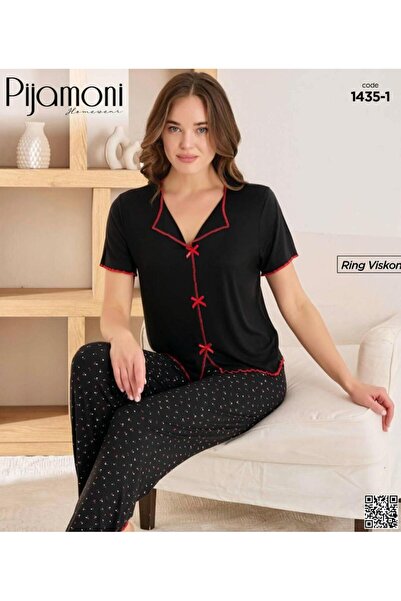 Pijamoni Viskon Fiyonklu Pijama Takımı