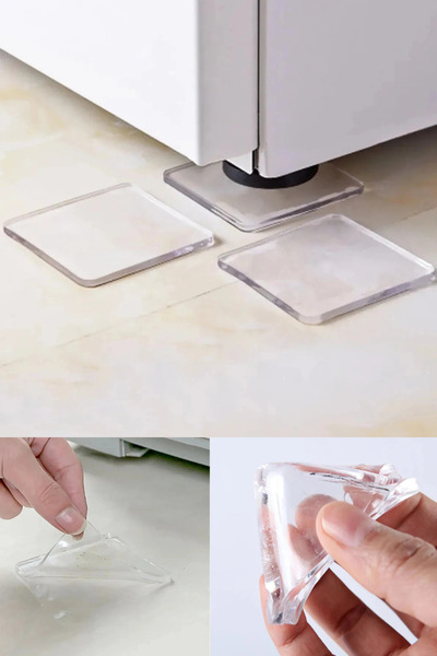 Privo Transparent Silicone Floor Protector Anti-Slip Pad 4 Pieces Furniture T...