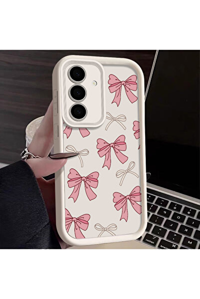 Choice Galaxy A17 5G A847 Beige White Bow Tie Silicone Case For S26 S25 S24 U...