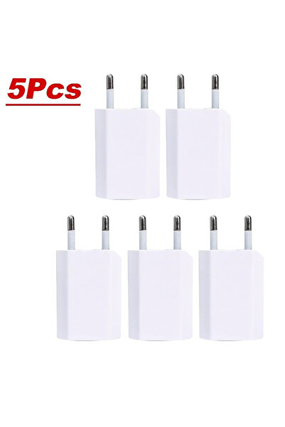 Choice6 5 قطع شاحن صغير 5 فولت/1 أمبير بمقبس أوروبي، شاحن هواتف محمولة USB، ش...