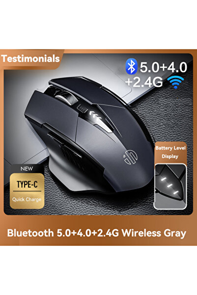 Choice3 ماوس بلوتوث رمادي اللون، متوافق مع تقنية البلوتوث، قابل لإعادة الشحن،...